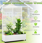 15.7"×70.9"×47.2" Metal Raised Garden Bed with Trellis and Wheels - Tall Trellis Planter Box for Climbing Plants, Vegetables & Vines - Outdoor Privacy Planters for Patio (White-Parallel)