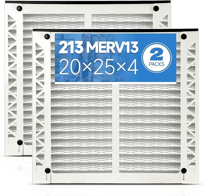 2 Pack 213 Replacement Filter Compatible with AprilAire Whole House Air Purifiers Model 1210, 1620, 2210, 2216, 3210, 4200, Size:20x25x4(20.2" x 25.4" x 3.77") MERV 13 Pleated HVAC AC Furnace Filter