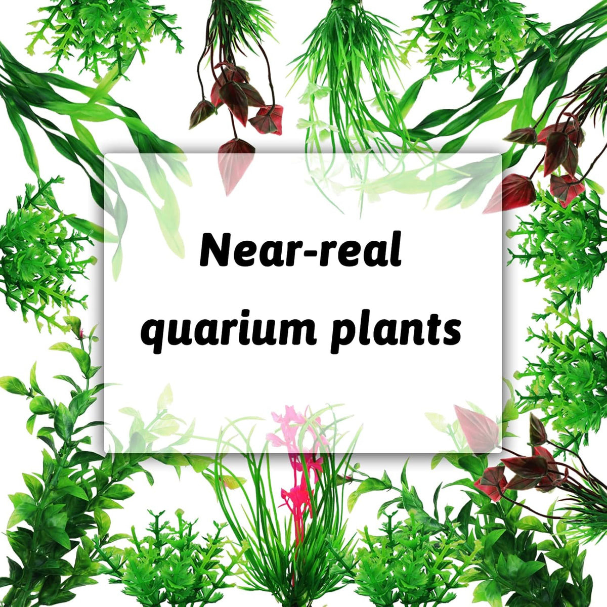 Fish Tank Accessories Aquarium Decorations Rock Plants, 20pcs Green Fish Tank Decorations Plants and Cave Rock Decoration Decor Set, Fish Tank Decor, Aquarium Decor Plastic Plants