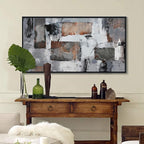 Large Wall Art - Abstract Modern Canvas Wall Art for Living Room, Framed Wall Decor for Bedroom, Decorative Artwork for Wall Decor in Gray and Black Tones 29×58IN