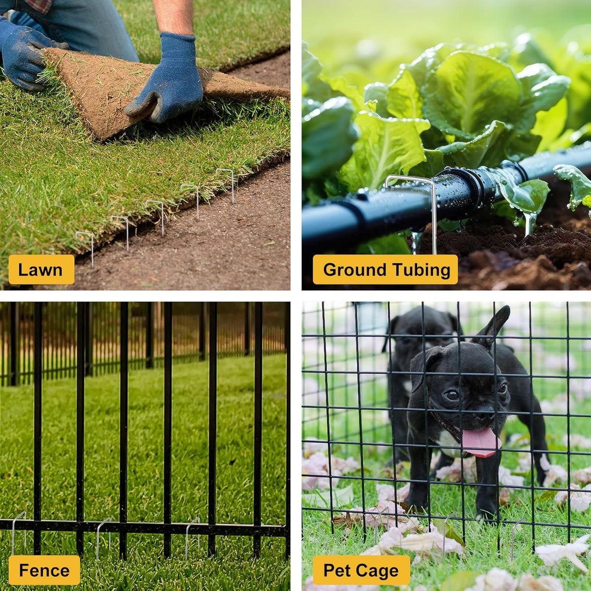 HongWay 60 Pack 12 Inch Landscape Staples, Tent Stakes Heavy Duty Galvanized 11 Gauge Garden Pins Ground Staples for Lawn Yard Fence Landscaping Fabric Outdoor Decorations