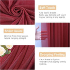 Wokceer Wedding Arch Draping Fabric 6 Panels 28.7" x 20FT Burgundy Drapes Sheer Fabric Backdrop Arch Draping Fabric for Wedding Ceremony Birthday Party Bridal Shower Decoration