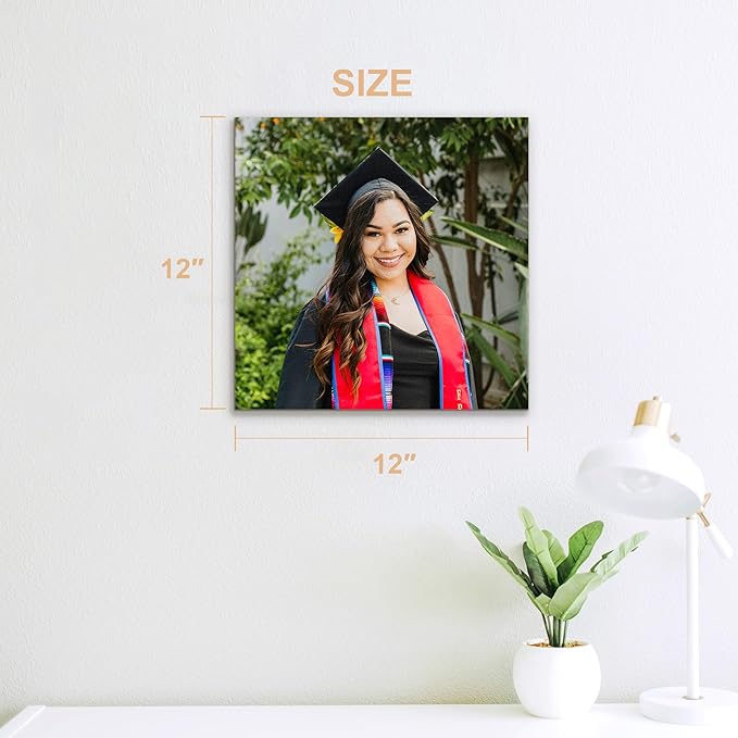 Custom Graduation Canvas Prints with Your Photos,Graduation Decorations, Personalized Graduation Canvas Wall Art Gifts Idea for Daughter, Son, Sibling or Friend (12" X 12")