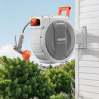 VEVOR Retractable Garden Hose Reel, 1/2 Inch x 84 ft Wall Mounted Heavy Duty Garden Hose Reel with 9 Patterns Nozzle, Any Length Lock, Upgraded Slow Return System and 180°Swivel Bracket