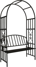 Steel Garden Arch with Seat for 2 People, 6'7" High x 3'7" Wide, Garden Arbor for Various Climbing Plant, Outdoor Garden Lawn Backyard