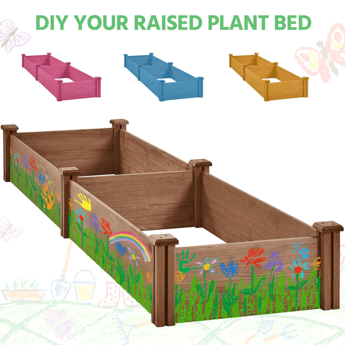 Yaheetech Raised Garden Bed Planter Box for Vegetables Growing, Dark Brown