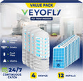 VEYOFLY Fruit Fly Traps for Indoors, Fly Trap Indoor, (4 Device + 12 Refills) Fly Catcher Indoor, Gnat Traps for House Indoor, Fly Trap, Plug in Light Flying Insect Trap, Bug Killer