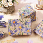 RUSPEPA Purple Floral Wrapping Paper for Women, 17 in x 16.4 ft, Mini Roll, Watercolor Flower Kraft Paper, Daisy Wrapping Paper Roll for Girls, Wedding, Birthday and Bridal Shower