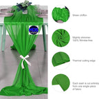 MDS 2 Pack 14ft Chiffon Table Runner 29 x 170 Inches Sheer Wedding Runner Romantic Rustic Table Runner for Wedding Decorations, Birthday Parties, Bridal Shower Party Arch Decor - Green