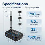VIVOHOME All-in-One Pond Filter Fountain System Kits, 790 GPH Submersible Water Pump for Ponds up to 1320 Gallons