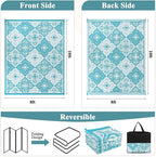 Pauwer Waterproof Outdoor Rug 8x10, Reversible Plastic Straw Patio Camping Rug, Indoor Outdoor RV Mat Carpet for Deck, Camper, Porch, Balcony, Backyard, Picnic, Clover Teal