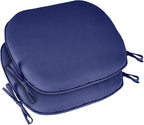 SleepMan Outdoor 17"x16" Chair Cushions with Ties Set of 2, Water Resistant All Weather U-Shape Seat Pads for Patio Garden Furniture Indoor (Set of 2, Navy Blue)