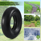 4 Sets 13'' 4.00-6 Replacement Tire and Inner Tube Set Heavy Duty 4.00-6 Tire and Wheel with TR13 Straight Valve Stem and Ribbed Tire Treads, for Wheelbarrow Trolley Garden Wagon Wheels