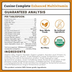 Wholistic Pet Organics Canine Complete - Dog Multivitamin Powder - 1 Lb - Daily Dog Vitamins and Supplements for Homemade Food - Immune System, Skin, Coat & Overall Health - Small and Large Breed