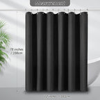Shower Curtain Black Waffle Textured, 256GSM Heavy Duty Weighted Fabric Shower Curtains, Hotel Quality Luxury Polyester Water Repellent Bathroom Curtain with 12 Hooks, 72Wx78H