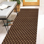 4' x 17' Runner Rugs with Rubber Backing, Indoor Outdoor Utility Carpet Runner Rugs, Checkered Brown, Can Be Used as Aisle for The RV and Boat, Laundry Room and Balcony