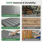 Polyhouz Outdoor Potting Bench with 3 Tier, All-Weather Patio Potting Table with Tool Hooks, HDPE Gardening Table for Backyard, Garden, Grey