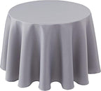 Biscaynebay Textured Fabric Round Tablecloths 70", Silver Grey Water Resistant Table Cloth Circle Folding Table Covers for Dining, Kitchen, Wedding, Parties etc Machine Washable