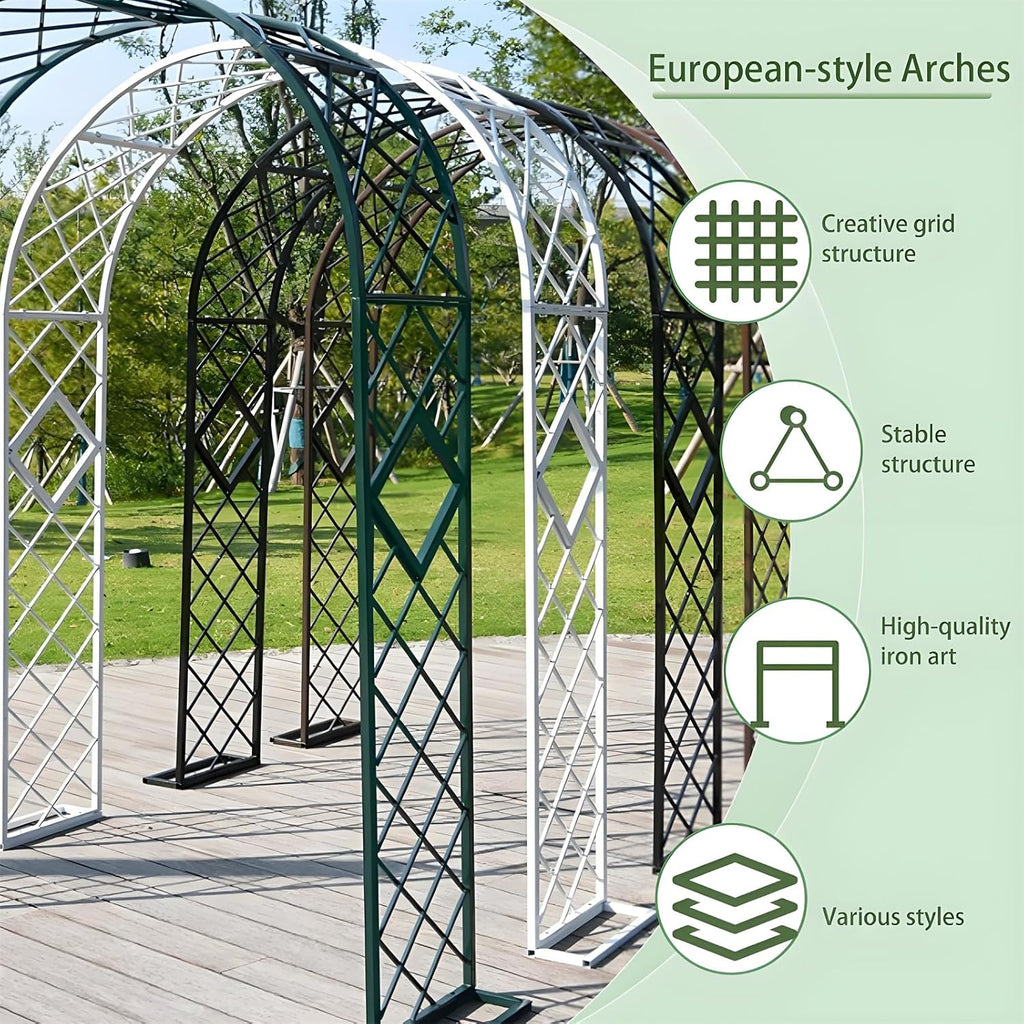 Heavy Duty Garden Arch Trellis, Wide Outdoor Metal Arbor Trellis Arch for Climbing Plants, Sturdy Garden Arbors for Wedding, Ceremony, Party, Lawn Décor Brown 86.6''*15.7''*90.6''