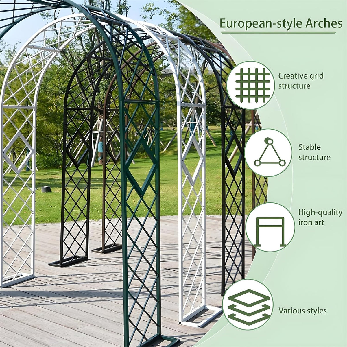 Heavy Duty Garden Arch Trellis, Wide Outdoor Metal Arbor Trellis Arch for Climbing Plants, Sturdy Garden Arbors for Wedding, Ceremony, Party, Lawn Décor White 70.9''*15.7''*90.6''
