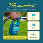 Sunday Mosquito Deleto - Mosquito Repellent & Bug Control Spray - Concentrated Lemongrass & Cedar Oils - for Mosquitoes, Fleas, & Ticks - Lasts up to 4 Weeks - Hose-On Sprayer, 32 Fl Oz
