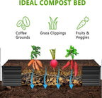 MGNO 2pcs 10x3x1FT Galvanized Raised Garden Bed-Outdoor Planter Box for Vegetables-Metal Garden Bed,Rectangle Planting Box for Herb,Flower,Black