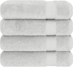 Cotton Paradise 4 Piece Turkish Bath Towels for Bathroom, 100% Cotton Extra Large Soft Plush Towels Bathroom Set, Silver Grey