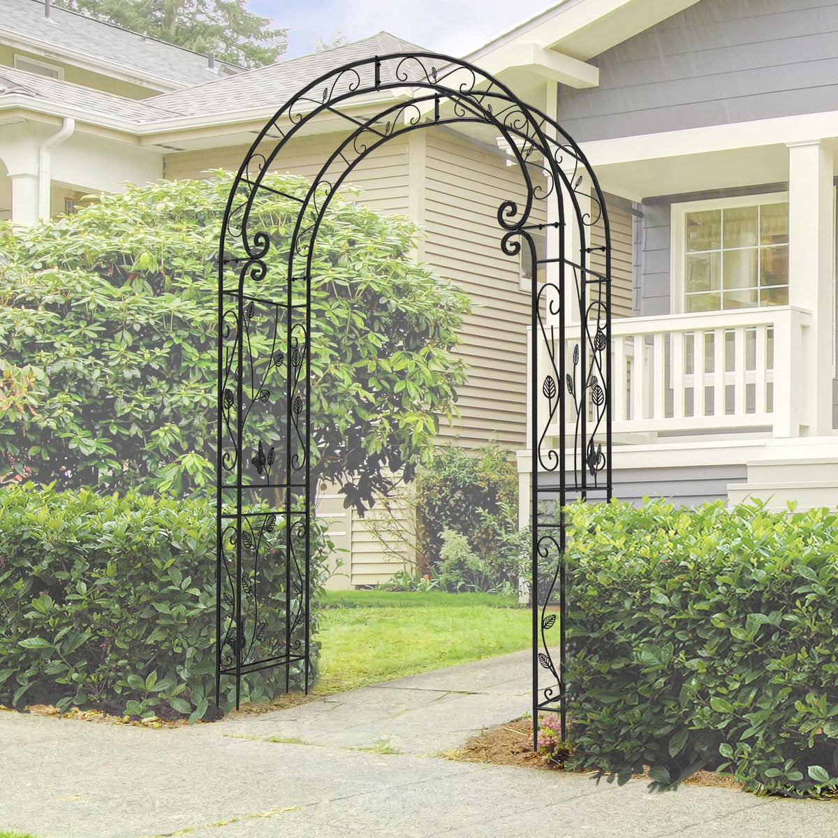 Trellume Garden Abor - 88"(H)*51"(L), Sturdy Metal Garden Arch with Rust-Resistant Finish, Trellis for Climbing Plants Outdoor, Ideal as Wedding Arches for Ceremony（20MM Pipe）