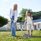 Yocada 19.3" Garden Leaf Rake Wide Heavy Duty Adjustable Long Handle Garden Rake for Yard Garden Lawn Leaves (25 Tines)