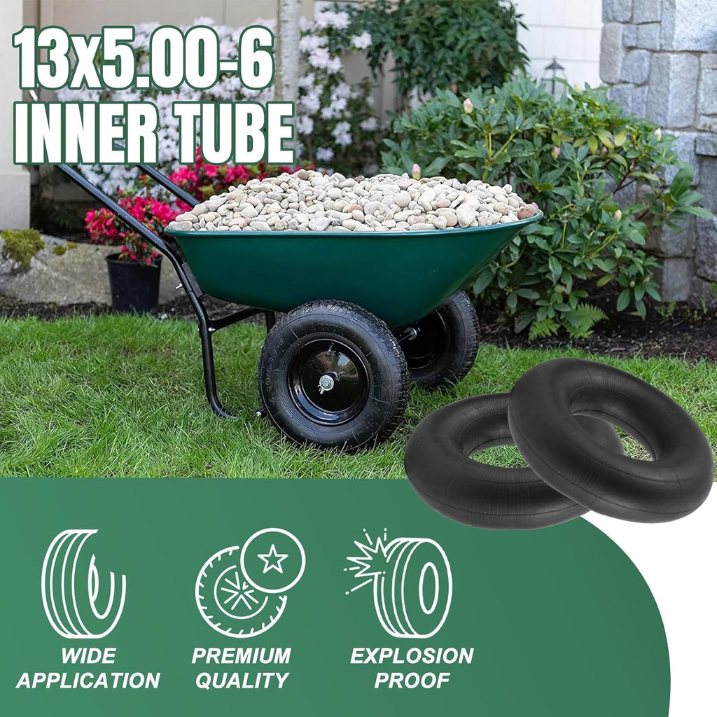 13x5.00-6 Inner Tubes with Straight Valve Stem(2 Pack) - Heavy Duty 5.00-6 Replacement Tire Tubes for Razor Dirt Quad, Lawn Mowers, ATVs, Dirt Bikes