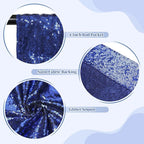 SquarePie Sequin Backdrop Less Transparent Background Sparkly Curtain for Wedding Party 8FT x 8FT Navy Blue