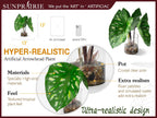 SUNPRAIRIE Tropical Artificial Plant in Clear Pot with Artificial Water, Wide Arrowhead Leaves. Faux Plants Indoor and Outdoor