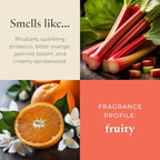 PartyLite Wild Rhubarb & Citrus Scented, Notes of Jasmine, Rhubarb and Creamy Sandalwood and White Musk, 13.2oz 3-Wick Jar Candle, 45 Hour Burn Time, Luxurious Fragrance, Ideal for Gifting
