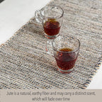 Chardin home Natural Jute Table Runner 13x72 Inch – Vintage Boho Rustic Table Decor – Handwoven Table Runner in Natural Jute and Grey – Farmhouse Dining or Console Table Accent