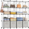 HOMIDEC Closet Organizers and Storage, 16 Cube Storage Organizer, Closet Organizer Bookshelf Cubes Shelves for Clothes, Bedroom, Kids Room, Bathroom, Wardrobe, Garment Racks, Transparent