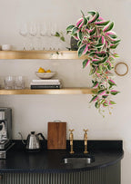 DILATATA Fake Hanging Plants Artificial Hanging Plants 26" Faux Wandering Jew Hanging Leaves Plants for Wall Shelf Home Indoor Outdoor Decor - 2 Pack