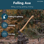 Hults Bruk 840722 Kisa Felling Axe - 2 lb Head, 26" Handle