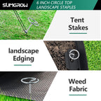 Landscape Staples,120 Pcs Garden Stakes, Circle Top 6-inch Galvanized Steel, Spikes Pins for Securing Weed Fabric Netting Ground Sheets and Fleece, Landscape Edging, G-Shaped
