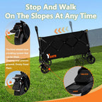 Collapsible Wagon Cart with Wheels Foldable, Folding Wagons Carts with All Terrain Wheels, Large Grocery Carts On Wheel, Heavy Duty Utility Wagons for Shopping Beach Sports, 150L, Black