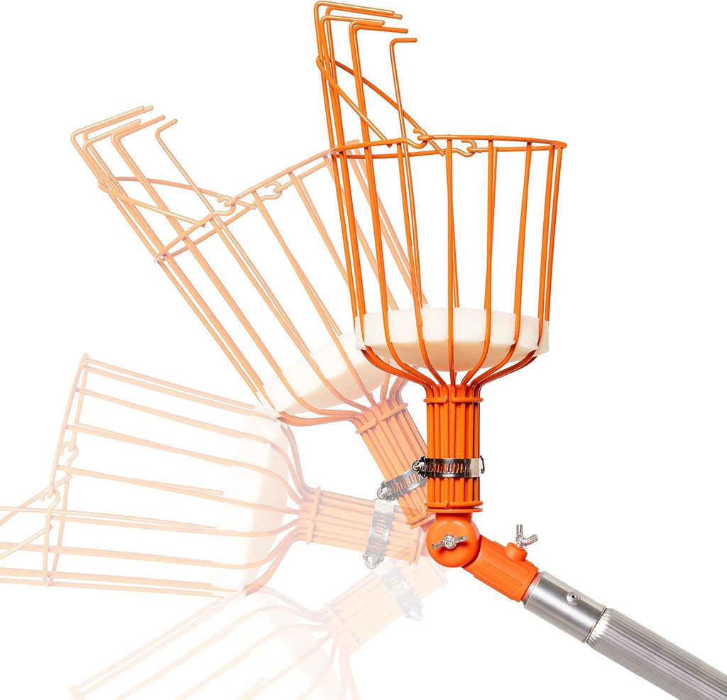 21ft Reaching Fruit Picker with Lightweight Rigid Pole – Patented Compact Foldable Design with Twist on Head – 2 in 1 Combo Pack – MESH Carrying Bag Included