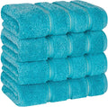 American Soft Linen Luxury Hand Towels for Bathroom, 600 GSM 100% Cotton Turkish 4 Piece Hand Towel Set, 600 GSM Hand Face Towels for Kitchen, Aqua Blue Hand Towels