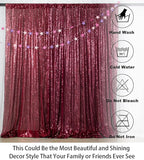 ShiDianYi 8FTx10FT Burgundy Sequin Glitter Backdrop Curtain - Sparkling Photo Booth Background for Weddings, Christmas Parties, Bridal Showers