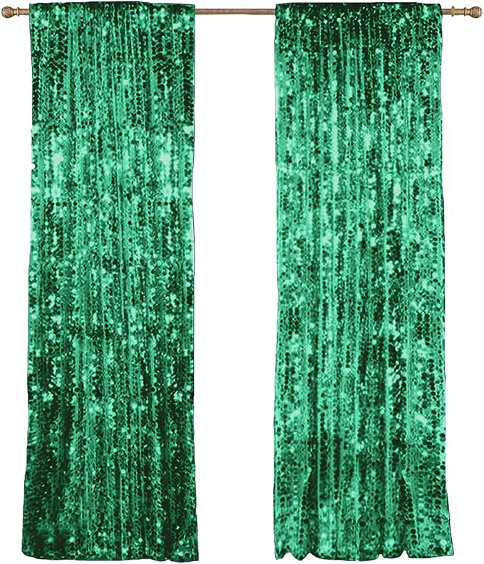 HH 9x9FT Green Big Sequin Backdrop Curtains, Sequin Photo Backdrop Payette Backdrop Curtain Panels, Shimmer Fabric Photography Backdrop for Wedding Party Christmas Decoration