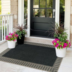 OJIA Easy Jute 3x5 Outdoor Rug Front Door Mats Washable Rugs for Entryway, Striped Border Black Rug Non-Slip Indoor Doormat Outdoor Porch Rug Farmhouse Area Rug for Outside Patio Living Room