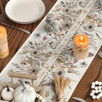 Artoid Mode Wildflower Leaves Floral Fall Table Runner, Autumn Thanksgiving Kitchen Dining Table Decoration for Indoor Outdoor Home Party 13x120 Inch