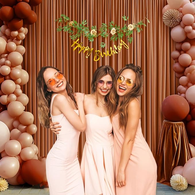 10 x 7 Feet Bronze Backdrop Curtain for Partie, Background Curtains for Photoshoot, Birthday, Wedding, Halloween, Thanksgiving, Christmas, New Year Party Decorations 5Ft x 7Ft, 2 Panels
