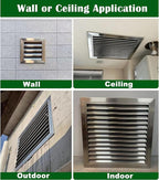 Heat Dissipation Louvered Vent Wall Gable Vents 304 Stainless Steel, Weather-Resistant Air Grille for Shed Barn Generator Box(37x37in/95x95cm)