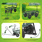 PayLessHere Heavy Duty 500 Lbs Capacity Mesh Steel Garden Cart Folding Utility Wagon with Removable Sides for Beach Lawn Yard Landscape