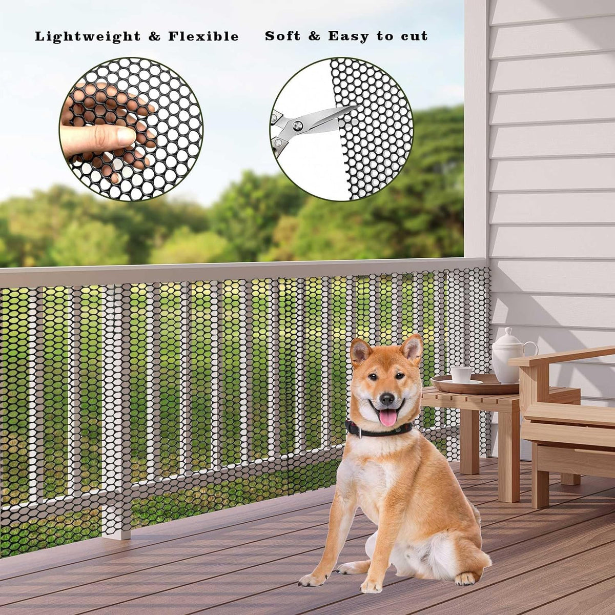 16.4 FT x 15.7 in Roll Mesh Fence, Versatile Black Plastic Fencing & Netting, Cuttable Animal Wire Mesh Fence, Durable Tree Trunk Protector, Suitable for Cat Dog Rabbit Barrier and Plant Protectors