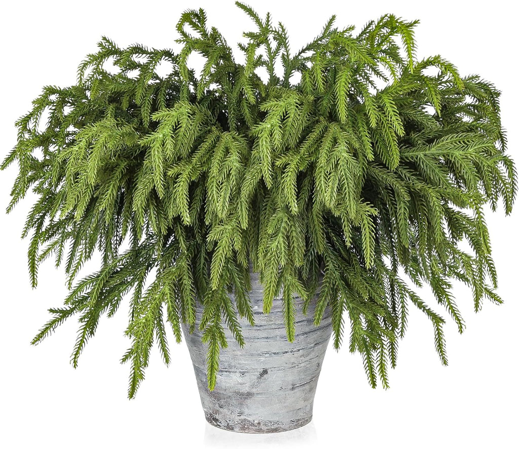 Artgar 24 Pcs Pine Branches - 18 Inch Artificial Green Pine Stem - Real Touch Christmas Greenery Pines Branches for DIY Flower Arrangement Home Indoor Christmas Decor